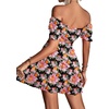 image:imageLYANER Womens 2 Piece Outfits Floral Off Shoulder Tie Up Crop Top and Mini Skirt SetBlack Pink Floral