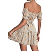 image:imageLYANER Womens 2 Piece Outfits Floral Off Shoulder Tie Up Crop Top and Mini Skirt SetFlowers Pink