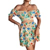 image:imageLYANER Womens 2 Piece Outfits Floral Off Shoulder Tie Up Crop Top and Mini Skirt SetMulti Floral