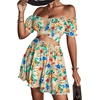 image:imageLYANER Womens 2 Piece Outfits Floral Off Shoulder Tie Up Crop Top and Mini Skirt SetMulti Floral