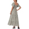 image:imageLYANER Womens Casual Summer Midi Dress Ruffle Short Sleeve Square Neck Smocked Tiered Ruffle DressesFloral White