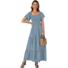 image:imageLYANER Womens Casual Summer Midi Dress Ruffle Short Sleeve Square Neck Smocked Tiered Ruffle DressesHazy Blue