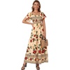 image:imageLYANER Womens Casual Summer Midi Dress Ruffle Short Sleeve Square Neck Smocked Tiered Ruffle DressesMonstera Deliciosa Flower