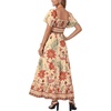 image:imageLYANER Womens Casual Summer Midi Dress Ruffle Short Sleeve Square Neck Smocked Tiered Ruffle DressesOrange Red Toucan