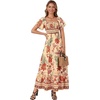 image:imageLYANER Womens Casual Summer Midi Dress Ruffle Short Sleeve Square Neck Smocked Tiered Ruffle DressesOrange Red Toucan