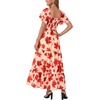image:imageLYANER Womens Casual Summer Midi Dress Ruffle Short Sleeve Square Neck Smocked Tiered Ruffle DressesRed Flower
