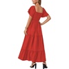 image:imageLYANER Womens Casual Summer Midi Dress Ruffle Short Sleeve Square Neck Smocked Tiered Ruffle DressesRed01