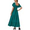 image:imageLYANER Womens Casual Summer Midi Dress Ruffle Short Sleeve Square Neck Smocked Tiered Ruffle DressesRibbon Green