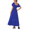 image:imageLYANER Womens Casual Summer Midi Dress Ruffle Short Sleeve Square Neck Smocked Tiered Ruffle DressesRoyal Blue