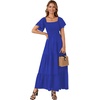 image:imageLYANER Womens Casual Summer Midi Dress Ruffle Short Sleeve Square Neck Smocked Tiered Ruffle DressesRoyal Blue