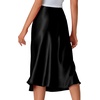 image:imageLYANER Womens Satin Silky Midi Skirt Elastic High Waist Zipper A Line Business Casual SkirtsBlack2