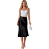 image:imageLYANER Womens Satin Silky Midi Skirt Elastic High Waist Zipper A Line Business Casual SkirtsBlack2