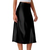 image:imageLYANER Womens Satin Silky Midi Skirt Elastic High Waist Zipper A Line Business Casual SkirtsBlack2