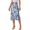 image:imageLYANER Womens Satin Silky Midi Skirt Elastic High Waist Zipper A Line Business Casual SkirtsBlue and White Porcelain