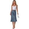image:imageLYANER Womens Satin Silky Midi Skirt Elastic High Waist Zipper A Line Business Casual SkirtsBluegray