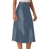 image:imageLYANER Womens Satin Silky Midi Skirt Elastic High Waist Zipper A Line Business Casual SkirtsBluegray
