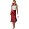 image:imageLYANER Womens Satin Silky Midi Skirt Elastic High Waist Zipper A Line Business Casual SkirtsBurgundy2
