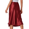 image:imageLYANER Womens Satin Silky Midi Skirt Elastic High Waist Zipper A Line Business Casual SkirtsBurgundy2