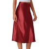 image:imageLYANER Womens Satin Silky Midi Skirt Elastic High Waist Zipper A Line Business Casual SkirtsBurgundy2