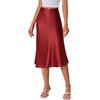 image:imageLYANER Womens Satin Silky Midi Skirt Elastic High Waist Zipper A Line Business Casual SkirtsBurgundy2