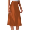image:imageLYANER Womens Satin Silky Midi Skirt Elastic High Waist Zipper A Line Business Casual SkirtsCaramel