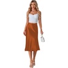 image:imageLYANER Womens Satin Silky Midi Skirt Elastic High Waist Zipper A Line Business Casual SkirtsCaramel