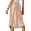 image:imageLYANER Womens Satin Silky Midi Skirt Elastic High Waist Zipper A Line Business Casual SkirtsChampagne