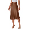 image:imageLYANER Womens Satin Silky Midi Skirt Elastic High Waist Zipper A Line Business Casual SkirtsCoffee