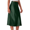 image:imageLYANER Womens Satin Silky Midi Skirt Elastic High Waist Zipper A Line Business Casual SkirtsDark Green
