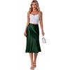 image:imageLYANER Womens Satin Silky Midi Skirt Elastic High Waist Zipper A Line Business Casual SkirtsDark Green