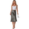 image:imageLYANER Womens Satin Silky Midi Skirt Elastic High Waist Zipper A Line Business Casual SkirtsGray