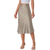 image:imageLYANER Womens Satin Silky Midi Skirt Elastic High Waist Zipper A Line Business Casual SkirtsLight Gray Floral