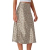 image:imageLYANER Womens Satin Silky Midi Skirt Elastic High Waist Zipper A Line Business Casual SkirtsLight Gray Floral
