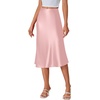 image:imageLYANER Womens Satin Silky Midi Skirt Elastic High Waist Zipper A Line Business Casual SkirtsLight Pink