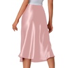 image:imageLYANER Womens Satin Silky Midi Skirt Elastic High Waist Zipper A Line Business Casual SkirtsLight Pink
