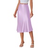 image:imageLYANER Womens Satin Silky Midi Skirt Elastic High Waist Zipper A Line Business Casual SkirtsLight Purple