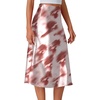 image:imageLYANER Womens Satin Silky Midi Skirt Elastic High Waist Zipper A Line Business Casual SkirtsRed Tie Dye