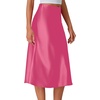 image:imageLYANER Womens Satin Silky Midi Skirt Elastic High Waist Zipper A Line Business Casual SkirtsRose Red