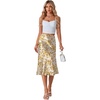 image:imageLYANER Womens Satin Silky Midi Skirt Elastic High Waist Zipper A Line Business Casual SkirtsTurmeric Lily