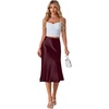 image:imageLYANER Womens Satin Silky Midi Skirt Elastic High Waist Zipper A Line Business Casual SkirtsWine Red