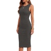image:imageLYANER Womens Summer Rib Knit Stretch Crewneck Sleeveless Bodycon Midi DressDark Gray