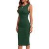 image:imageLYANER Womens Summer Rib Knit Stretch Crewneck Sleeveless Bodycon Midi DressDark Green