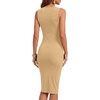 image:imageLYANER Womens Summer Rib Knit Stretch Crewneck Sleeveless Bodycon Midi DressDark Khaki