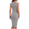 image:imageLYANER Womens Summer Rib Knit Stretch Crewneck Sleeveless Bodycon Midi DressLight Gray