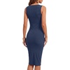 image:imageLYANER Womens Summer Rib Knit Stretch Crewneck Sleeveless Bodycon Midi DressNavy Blue