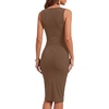 image:imageLYANER Womens Summer Rib Knit Stretch Crewneck Sleeveless Bodycon Midi DressReddish Brown