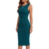 image:imageLYANER Womens Summer Rib Knit Stretch Crewneck Sleeveless Bodycon Midi DressWood Green