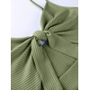 image:imageLYANER Womens Summer Tie Knot Cut Out Side Split Sleeveless Knit Bodycon Maxi Dress Sexy Vacation Long SundressArmy Green