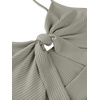 image:imageLYANER Womens Summer Tie Knot Cut Out Side Split Sleeveless Knit Bodycon Maxi Dress Sexy Vacation Long SundressBean Green