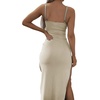 image:imageLYANER Womens Summer Tie Knot Cut Out Side Split Sleeveless Knit Bodycon Maxi Dress Sexy Vacation Long SundressBeige